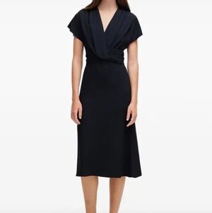 Hugo Boss Debasa V neck twist front draped Midi dress